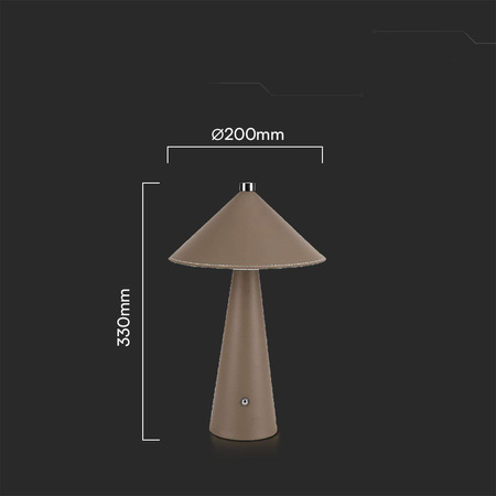 Lampka Biurkowa Nocna V-TAC 3W LED 33cm CCT Ładowanie USB-C Ściemnianie Brązowa Skóra 