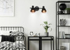 Lampa ścienna/sufitowa czarna klosz miedziany 2xE14 40W Neria 