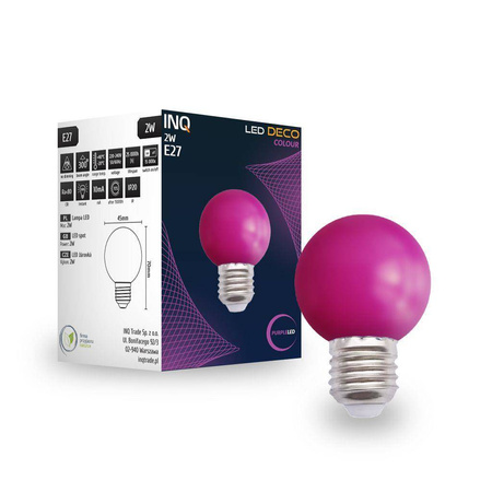 Lampa LED kolor PURPLE  E27 2W