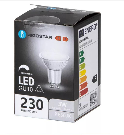 Żarówka LED GU10 3W 6500K ściemnialna z wąskim kątem świecenia