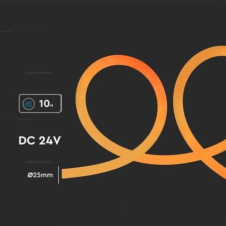 Neon Flex V-TAC 24V 10mb 12W/m VT-551 Kolor Bursztynowy