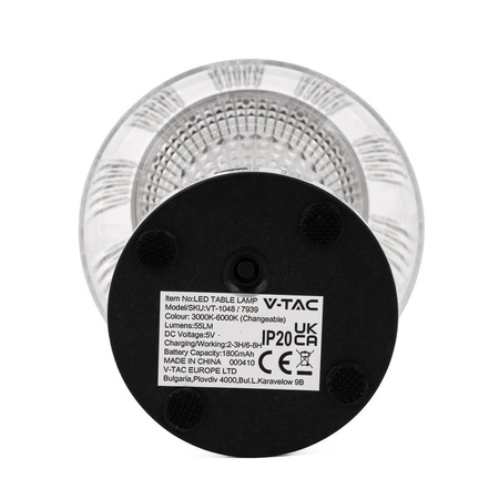 Lampka Biurkowa Nocna V-TAC 1W LED 26cm Ładowanie USB Ściemnianie Chrom 