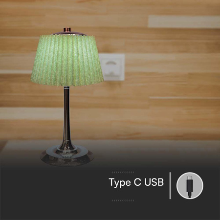 Lampka Biurkowa Nocna V-TAC 1,5W LED 28cm Ładowanie USB Ściemnianie Zielona 