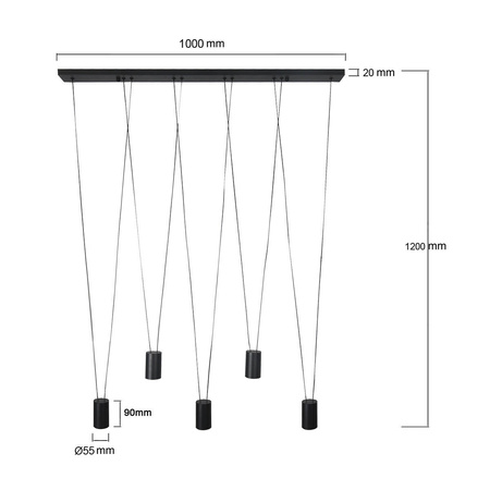 Lampa wisząca Toledo 5xGU10 czarna LP-432/5P BK