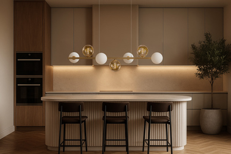 Lampa wisząca kule mleczne bursztynowe 7xG9 K-5847 z seri LEMO