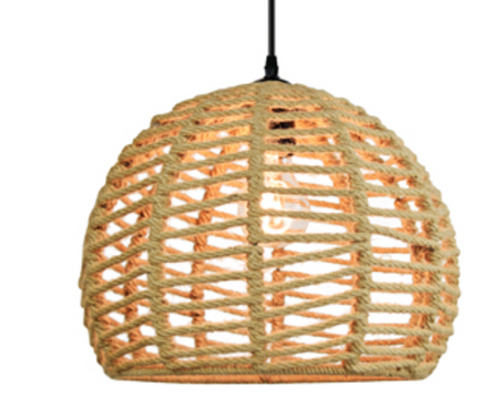 Lampa wisząca kula Boho E27 przeplatana sznurem jutowym 30cm