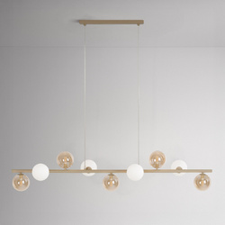 Lampa wisząca kule mleczne bursztynowe 9xG9 K-5848 z seri LEMO