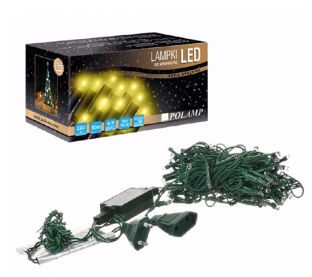 Lampki choinkowe LED wewnętrzne 100 LED 10mb IP20 żółte