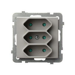 Ospel Sonata Kaszmir Gniazdo potrójne EURO z przesłonami torów prądowych GP-3RP/m/82