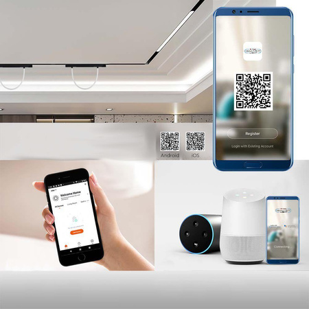 Oprawa Szynosystem Magnetyczny 48V V-TAC 23W LED CCT 30st SMART 200cm WiFi TRACKLIGHT Czarna VT-42024 2700K-6400K 2810lm 3 Lata Gwarancji