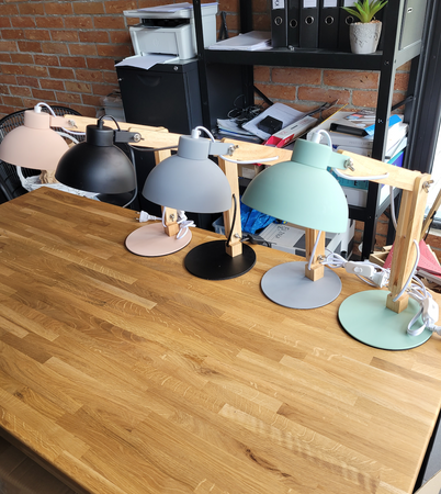 Lampka biurkowa E27 drewniana czarna LOFT