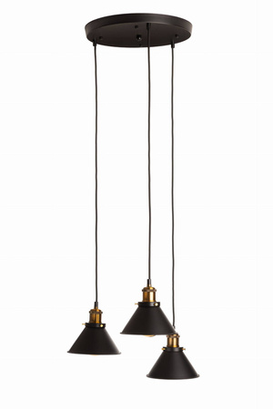 Lampa sufitowa czarna metalowa plafon 3 klosze stożki