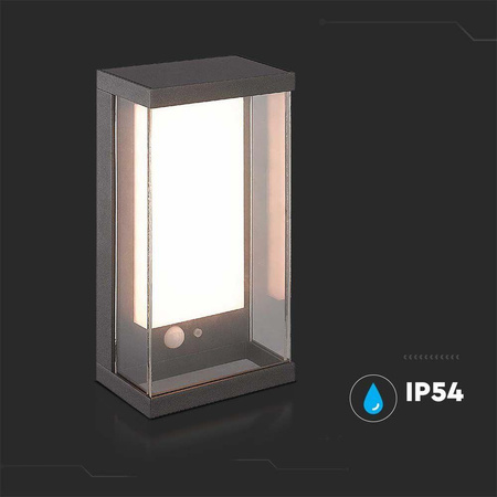 Kinkiet Ogrodowy Ścienny Solarny V-TAC 1W LED Czujnik Ruchu IP65 Szary Antracyt VT-1193 3000K 95lm