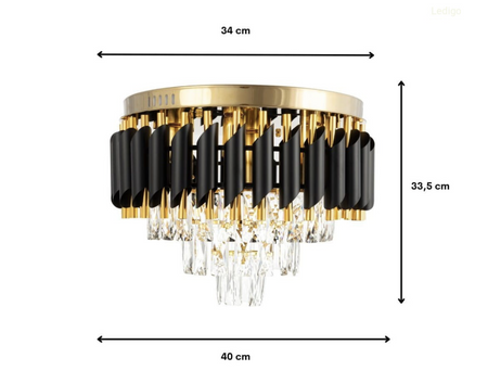 Lampa sufitowa kryształowa Luxury black 5xE14 40cm