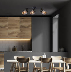 Randi lampa sufitowa listwa czarny matowy 3x15w e14 klosz dymiony