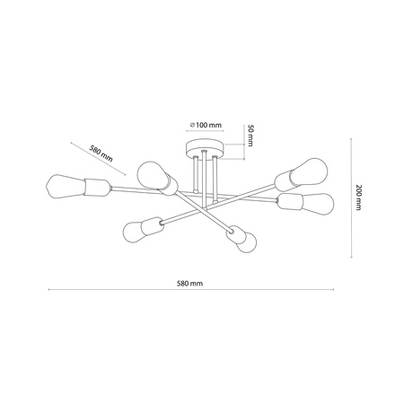 Lampa sufitowa VISTA Gold 6xE27