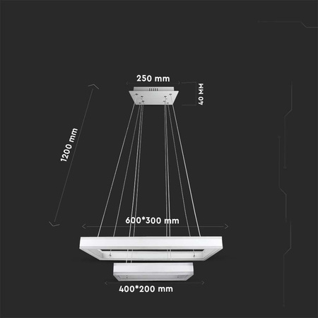 Oprawa Zwieszana LED V-TAC 100W Soft Light Chandelier Ściemnianie Biały VT-101-2D 3000K 6300lm 3 Lata Gwarancji