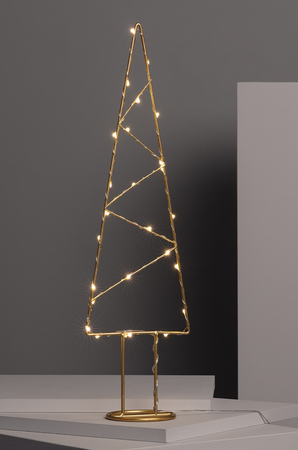 Drzewko świąteczne metalowa złota choinka LED 52cm 3xAAA