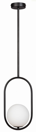 Lampa wisząca czarna Milano Ring kula mleczna 1xE14