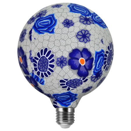 Żarówka dekoracyjna Filament E27 4W G125 kwiaty niebieskie Folklor