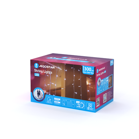 Kurtynka świetlna 300 LED barwa zimna 6500k IP44 3mx3m