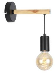 Lampa kinkiet pojedynczy czarny + drewno Izzy 21-75406