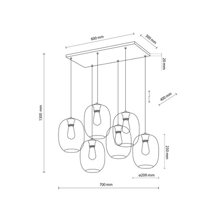 Lampa wisząca ELIO 6xE27