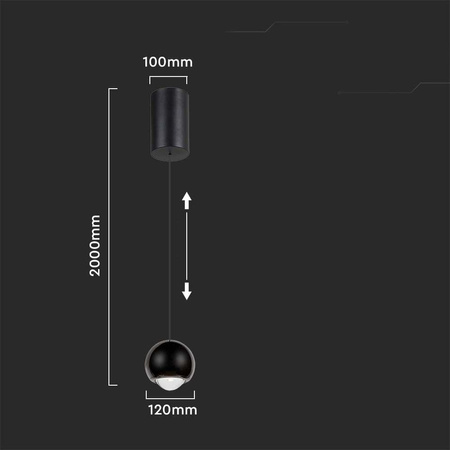 Oprawa Zwieszana V-TAC LED 6W regulowana 200cm Czarna VT-7508 3000K 500lm