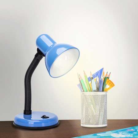 Metalowa lampa stołowa E27 niebieska