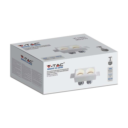 Oprawa Gipsowa V-TAC 2xGU10 Sufitowa Biała 150x80 VT-11011 3 Lata Gwarancji