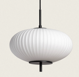 Lampa Wisząca z Metalu i Szkła  BECA Oblade biała czarna