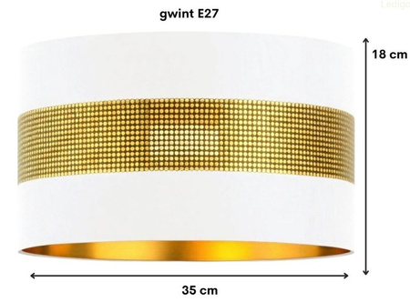 Abażur walec Oro Deluxe biało złoty 35cm E27