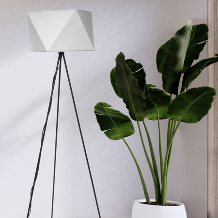 Lampa podłogowa NEPTUN trójnóg z abażurem biały diament