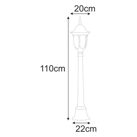 Lampa ogrodowa stojąca K-6007A/L CZARNY z serii VASCO