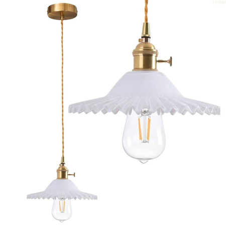 Lampa wisząca szklana płaska BALERINA mleczna 1xE27