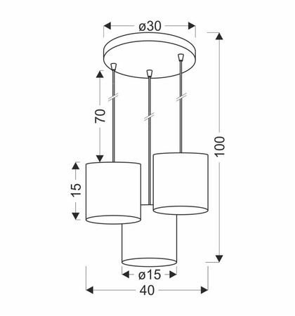 Legno lampa wisząca talerz 15 3x40w e27 Abażur orzechowy 33-18342