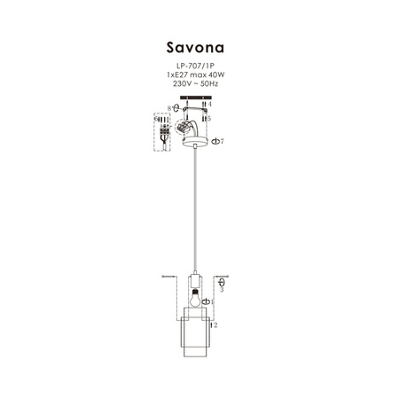 Light prestige Savona 1 wisząca LP-707/1P