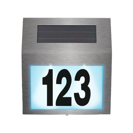 Lampa solarna z numerem budynku IP44 srebrna