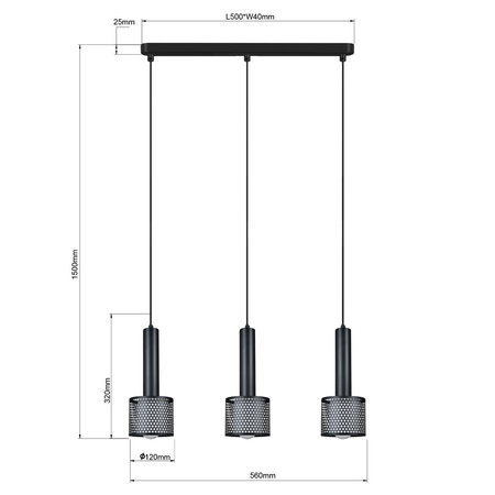 Lampa wisząca Amo czarna 3xE27