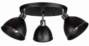 Lampa sufitowa czarny plafon potrójny okrągły stożek