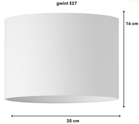 Abażur walec Oro Deluxe biały 25cm E27