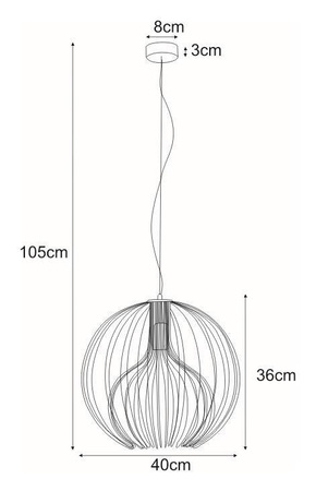 Lampa wisząca z dekoracyjnym, drucianym kloszem K-3405 BIAŁY z serii TORI