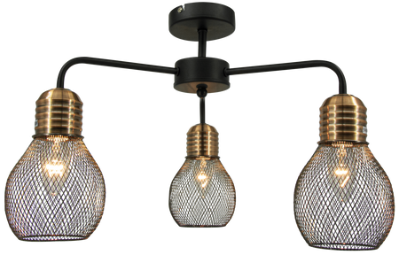 Lampa sufitowa Aris 3xE14 czarno miedziana