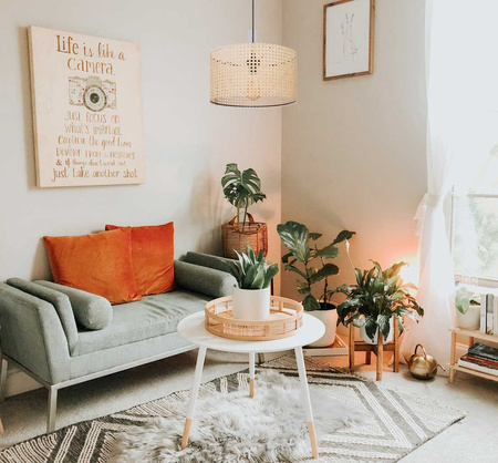 Lampa wisząca z abażurem walec rattan