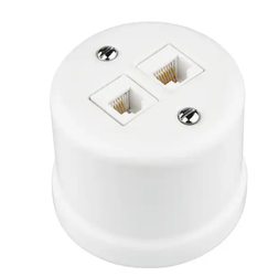 Gniazdo ceramiczne natynkowe 2xRJ45 komputerowe białe
