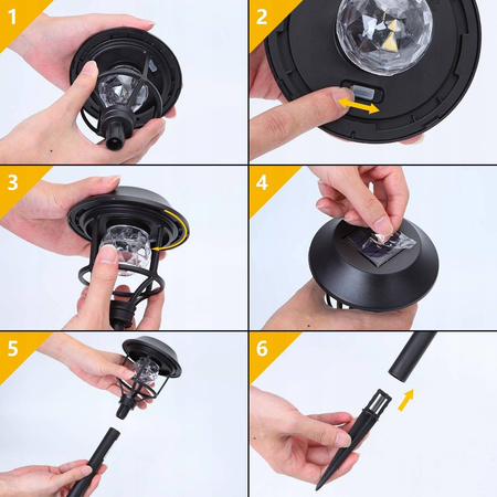 Lampa solarna ogrodowa wbijana LED 42cm RGB zestaw 4 sztuk