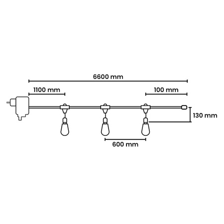 Girlanda zewnętrzna Summer Time 6,6m S14 Filament 2200K 36V 10xE27 IP44