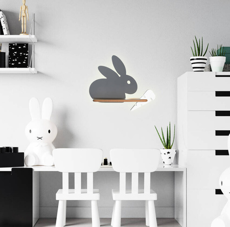 Lampa kinkiet półeczka 5W LED 4000K IQ Kids Rabbit szary 21-85184