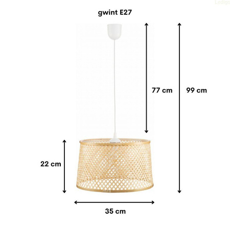 Lampa wisząca BOHO bambusowa walec TH2B 35cm