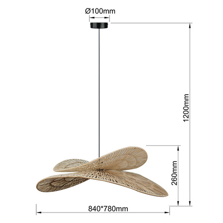 Light prestige Raya wisząca rattan naturalna LP-2704/1P NT